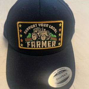 Black Snapback Cap - Support Your Local Farmer